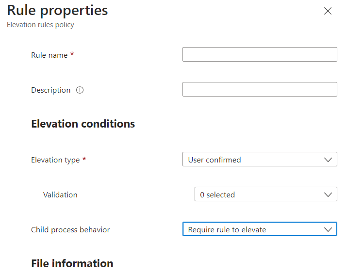 Configuring elevation rule policies